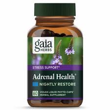 Gaia Herbs Adrenal Health Nightly restore 60 vegan liquid photo-caps